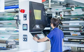 CI flexo press machine with central impression drum and color stations for multi-color film printing